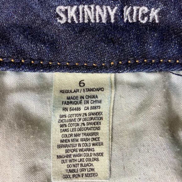 American Eagle Skinny Kick crop Jeans women's stretch size 6 sequin pockets - Picture 4 of 7